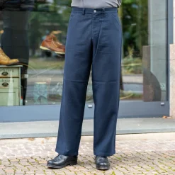Carlo Trousers Eco Flannel Striped Navy