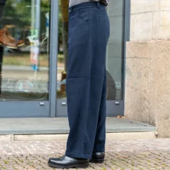 Carlo Trousers Eco Flannel Striped Navy