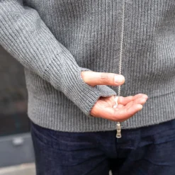 Navy Full Zip Grey