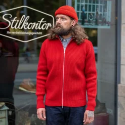 Navy Full Zip Red