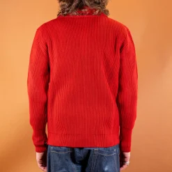 Navy Half Zip Pullover Red