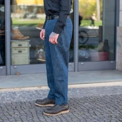 Trygve Wide Cut Cropped Trousers Denim Blue